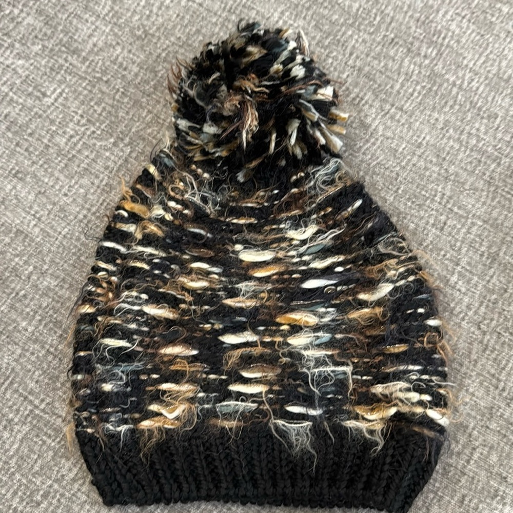 Multicolor Knit Pom-Pom Beanie
